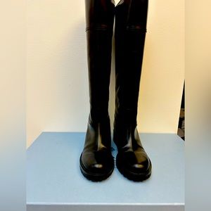 Prada Black Leather Tall Boots